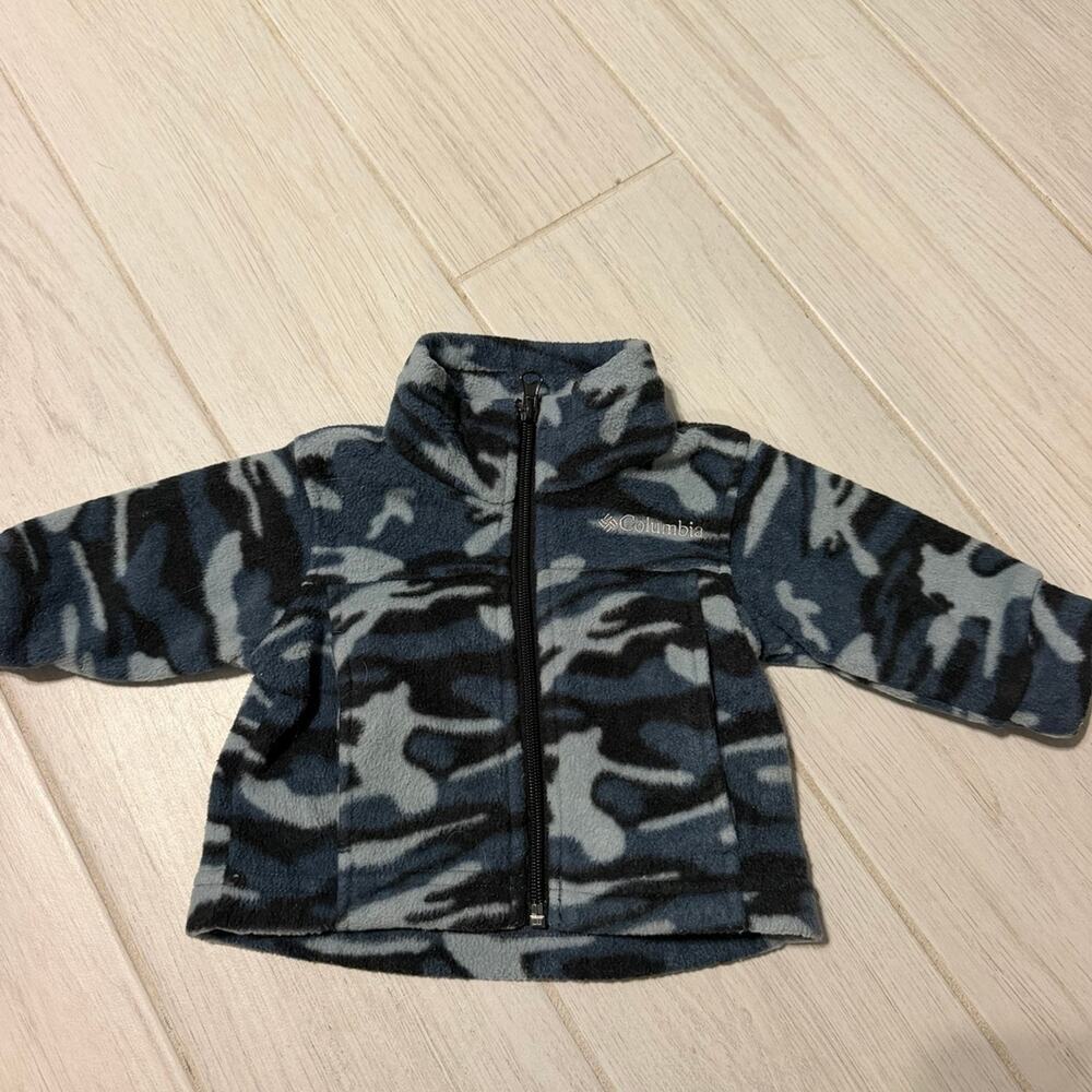 Columbia Infant Fleece Jacket Gray Black Camo Full Zip Size 6 Months